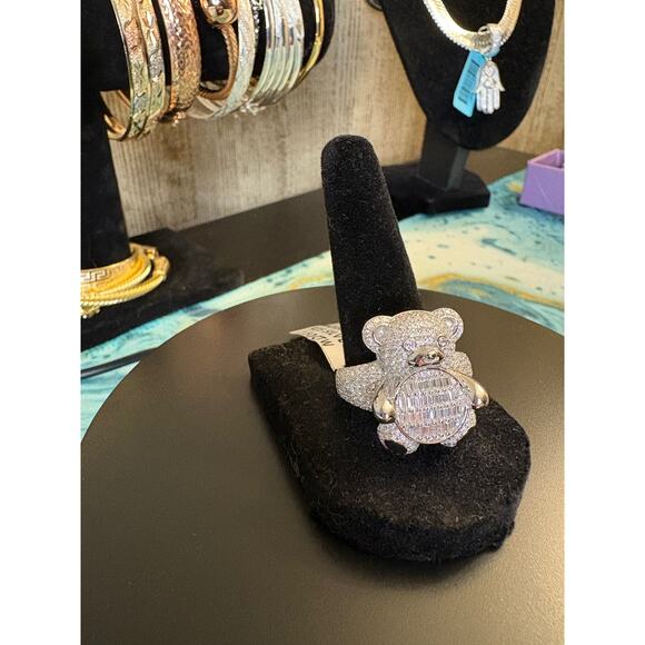 SZ. 11 2.5CTW Moissanite 925 Silver Teddy Bear Ring - Picture 7 of 10